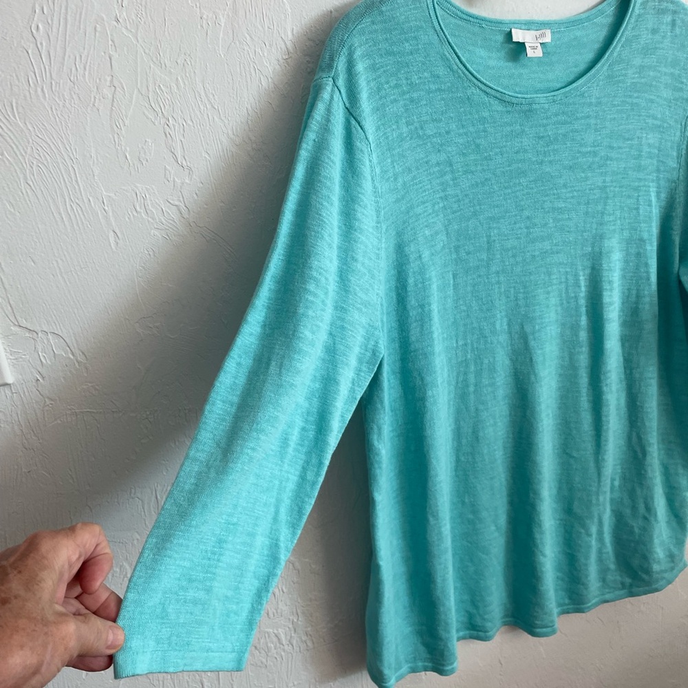 J JILL 100% linen , curved hem sweater, Large